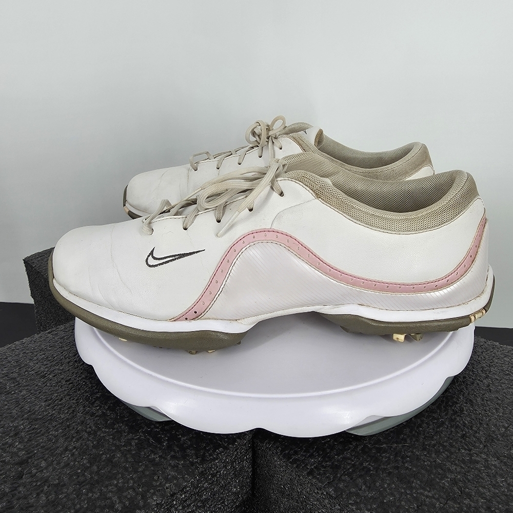 Nike Air Embellish Womens Golf Shoes Size 10 White Pink Spiked 418358-161